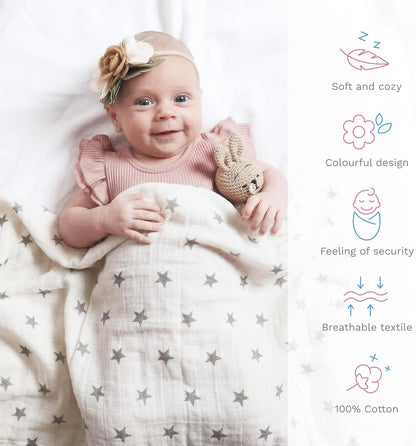 Muslin Swaddle Cloths for Newborns 110 × 110 cm
