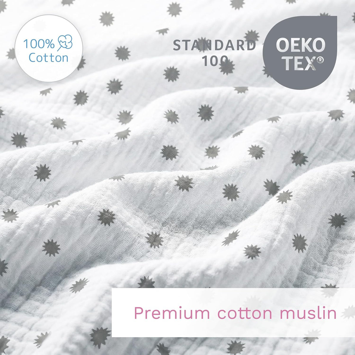 Muslin Swaddle Cloths for Newborns 110 × 110 cm