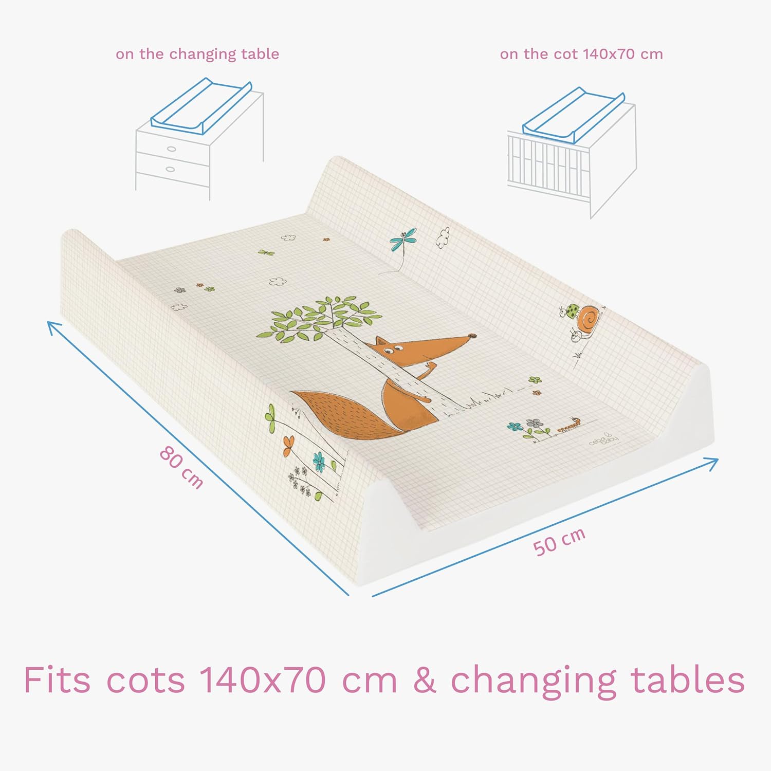 Soft Changing Mat Raised Safety Edges - 70x50 cm