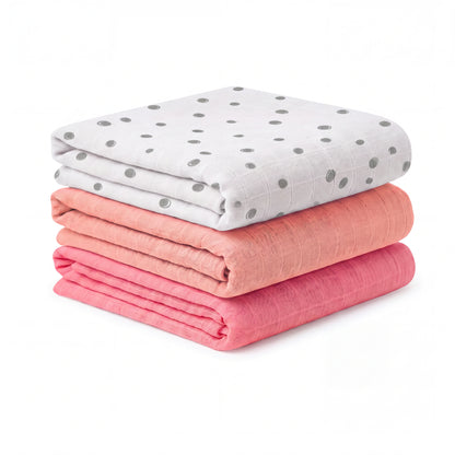 Muslin Swaddle Cloths for Newborns – Pack of 3, 110 × 110 cm