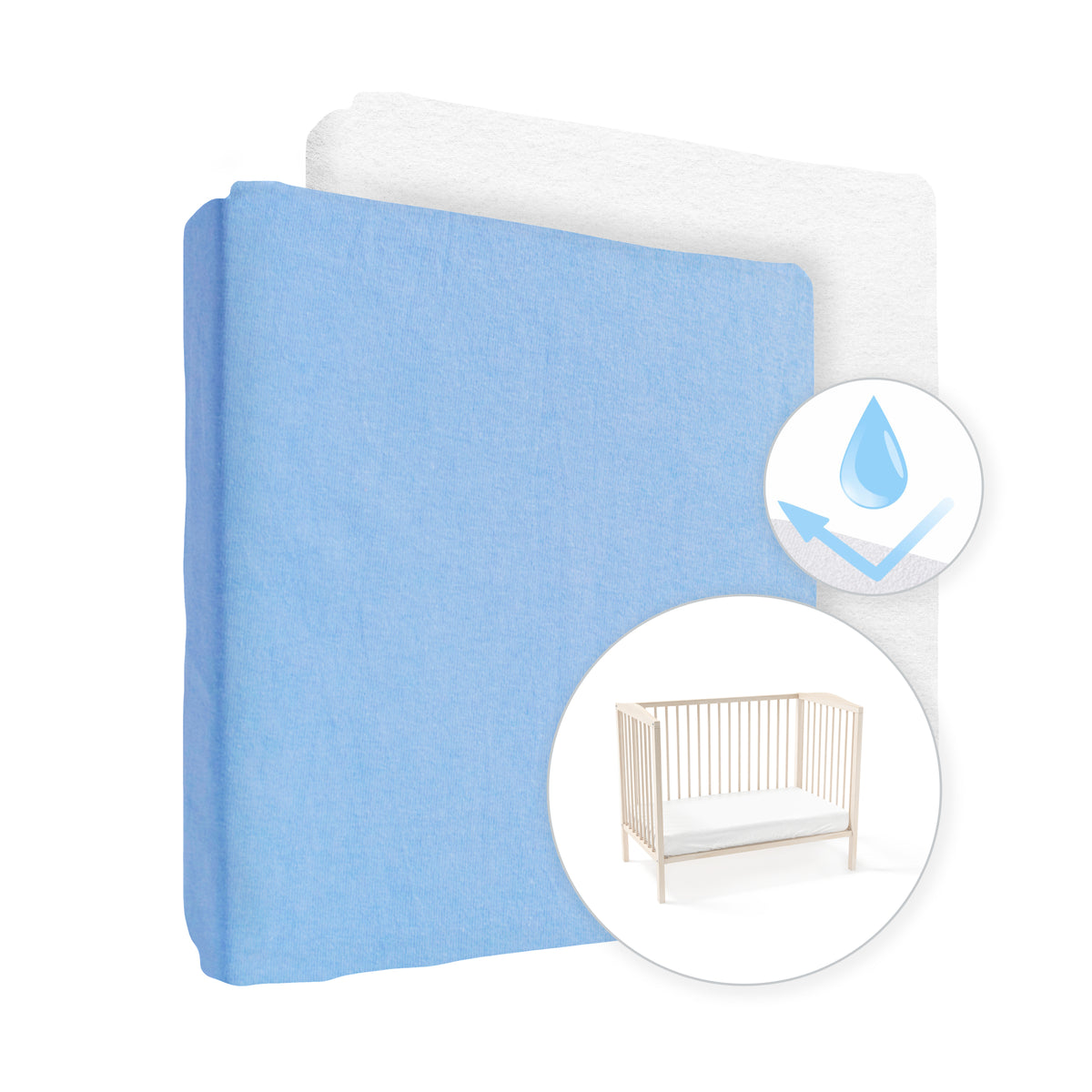 100% Cotton Jersey Fitted Sheet & Waterproof Mattress Protector Set