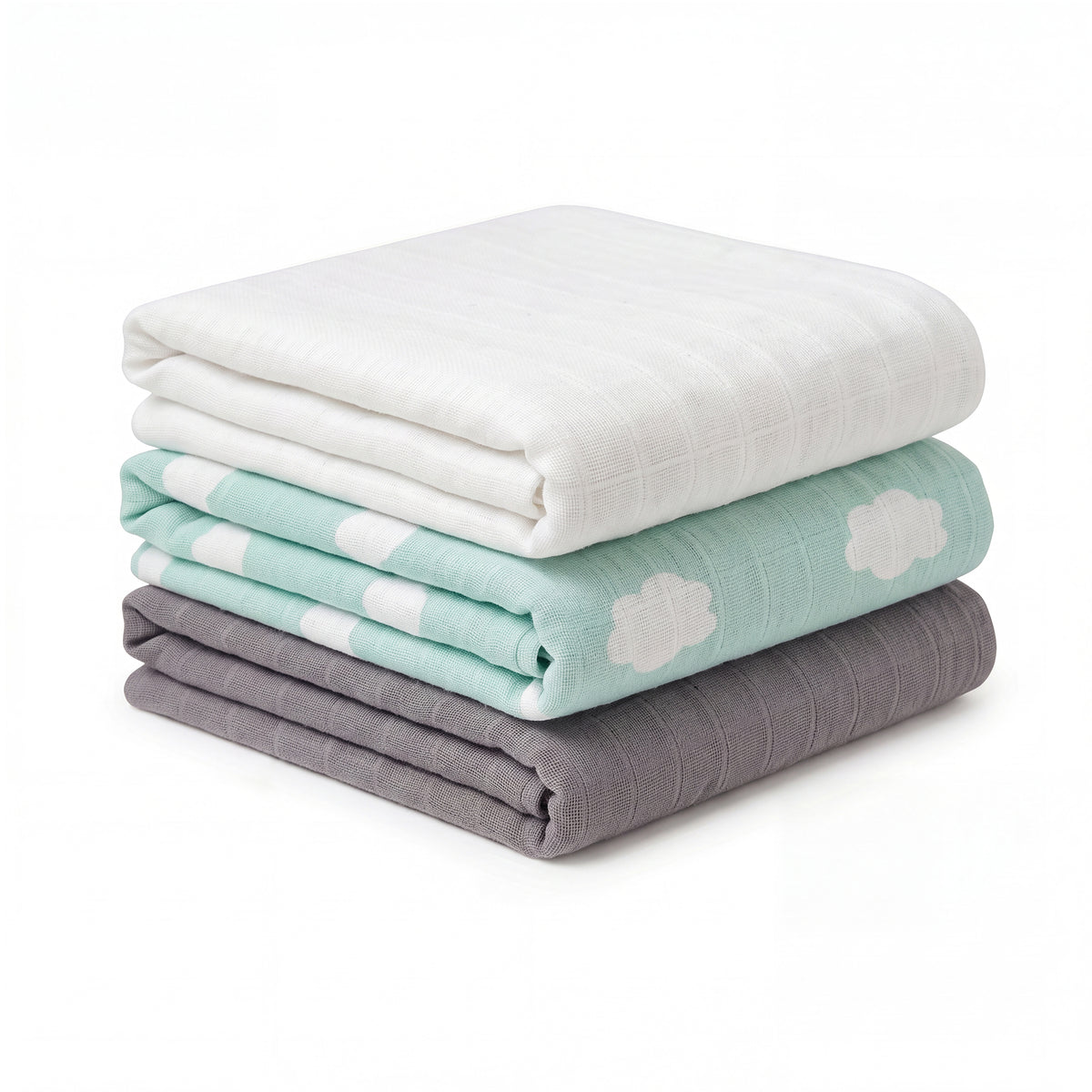 Muslin Swaddle Cloths for Newborns – Pack of 3, 110 × 110 cm
