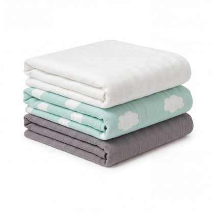 Muslin Swaddle Cloths for Newborns – Pack of 3, 110 × 110 cm